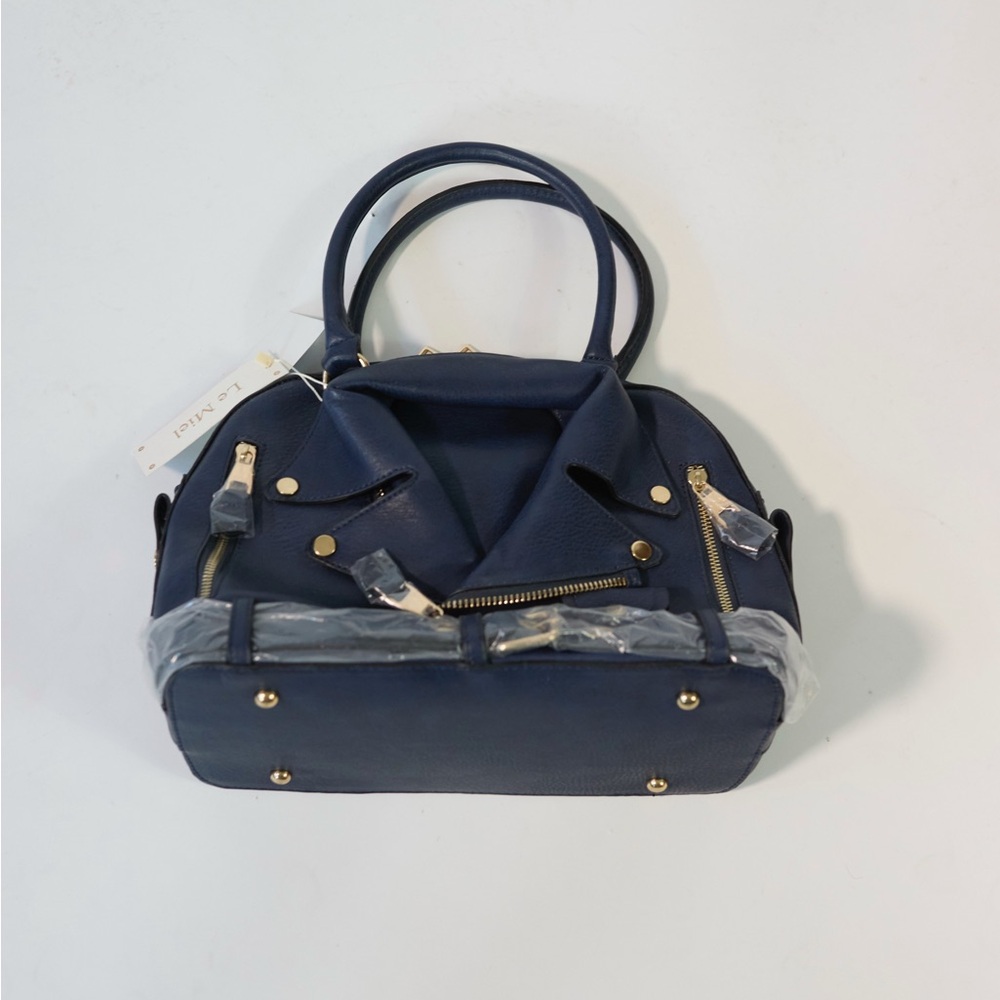 Elegant Navy Satchel by Le Miel